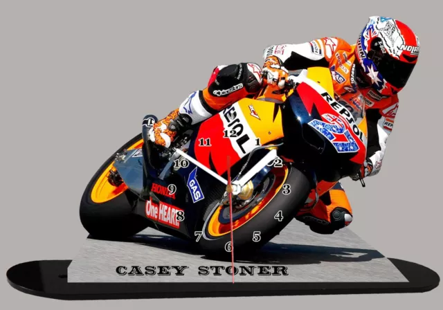 MINIATURE, MODEL CARS, CASEY STONER SUR HONDA EN HORLOGE, stoner-01