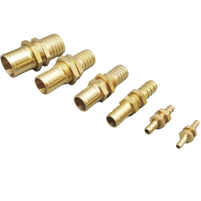 4mm 6mm 8mm 10mm 12mm 14mm 16mm 19mm 25mm Tuyau Barbelé Cloison En Laiton Tube Barbelé Raccord De Tuyau Coupleur Connecteur Adaptateur