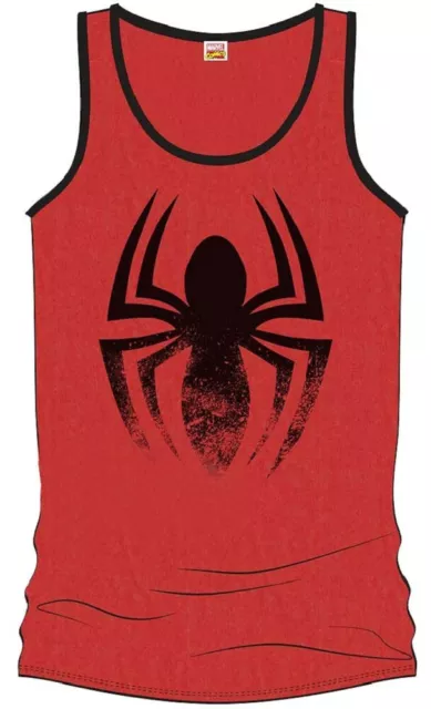 Canottiera Spider-Man red tank top black distressed logo Uomo ufficiale Marvel