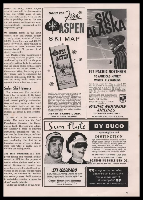 1962 ASPEN COLORADO Snow Ski Resort Area Map Brochure Offer Vintage ...