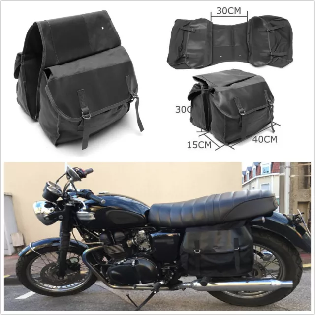 Old School Style Motorcycle Saddle Bag Travel Bag Back Pack  Universal Black