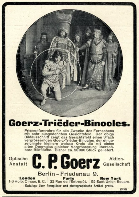 Fernglas Goerz Berlin Friedenau Reklame 1906 Werbung Trieder Binocles