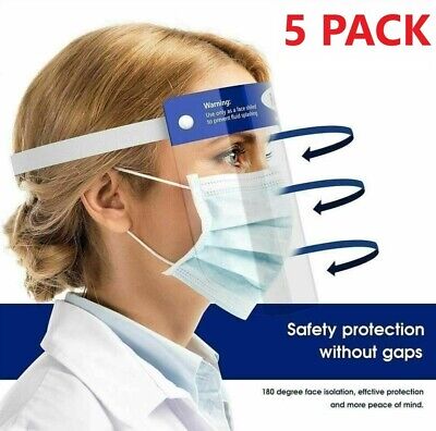 5PC Safety Full Face Shield Reusable FaceShield Clear Washable Face Anti-Splash