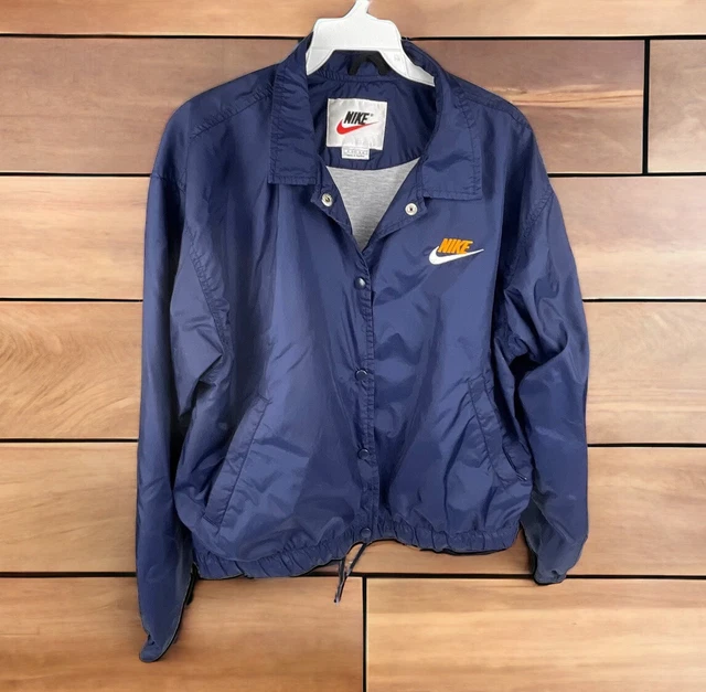 Vintage Nike Blue Embroidered Logo Full Snap Youth Windbreaker Jacket M (8-10)