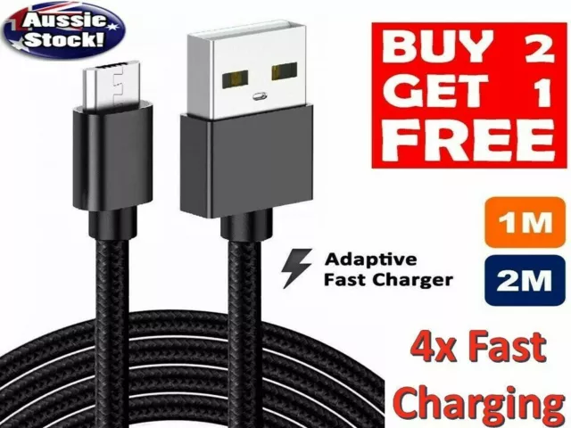 Micro USB Cable with Fast Charging Charger Long Cord For Android Samsung Galaxy