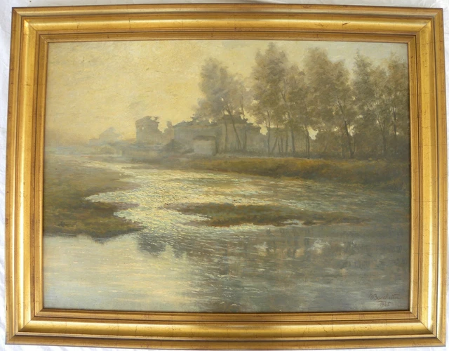 Tullio BACCHETTA (Crema Cremona 1892-Palermo 1975) 76x104 Fiume SERIO anno 1945