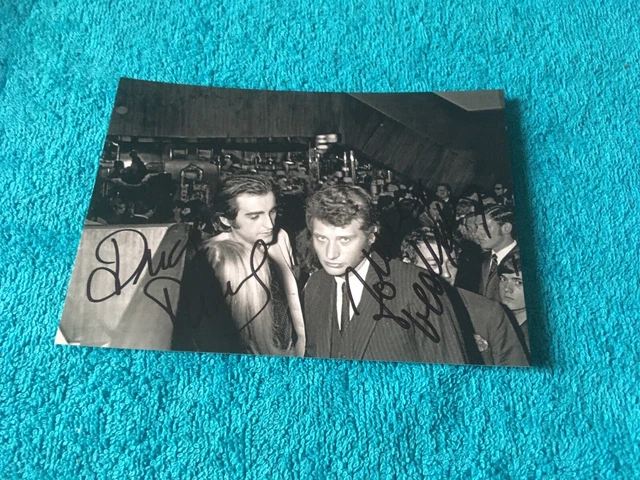 PHOTO CARTONNEE DÉDICACE Autograph Johnny Hallyday Dick Rivers EUR 200 ...