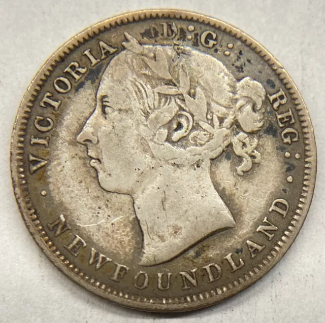 Newfoundland 1888 20 Cents Silver Coin - Fine +