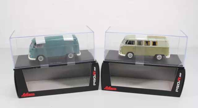 2x SCHUCO VW T1 Kasten VW Bus 1:32 - Metall- NEU OVP -B137