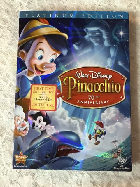 Pinocchio DVD 2-Disc Set 70th Anniversary Platinum Edition Disney 1940 W/ Sleeve