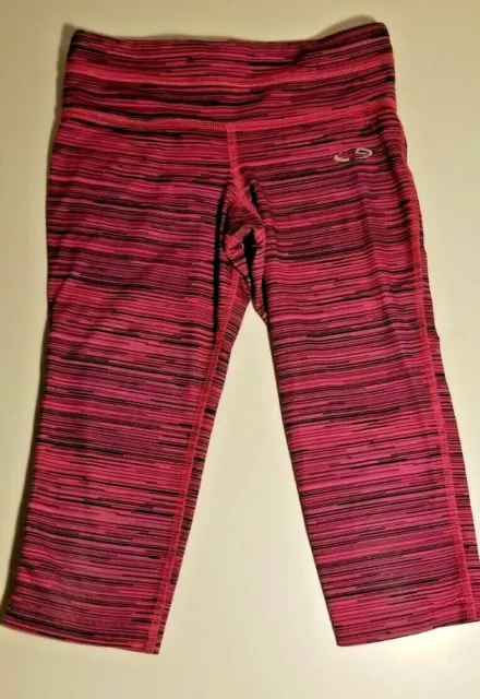 Girl's Duo Dry Leggings 6-6X Pants PINK Stripe Pattern Activewear