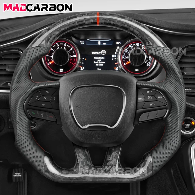 Crosselec Copertura Volante In Fibra Di Carbonio Per Dodge Charger Challenger 2015-2023 (Rosso)