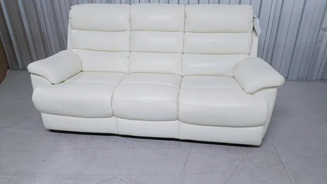 ScS 3 Seater Sofa Griffin Montana Duvet White Leather & Black Glides RRP £2203