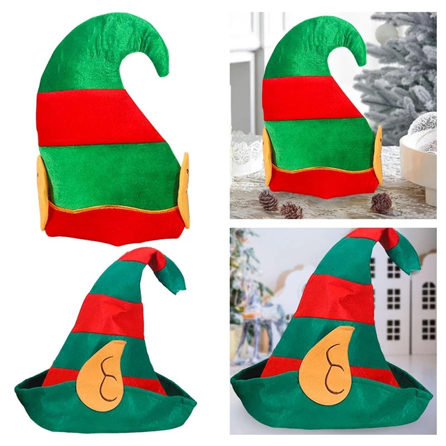 CHRISTMAS ELVES HAT with Ears for Men Women Adults Novelty Gift Red and