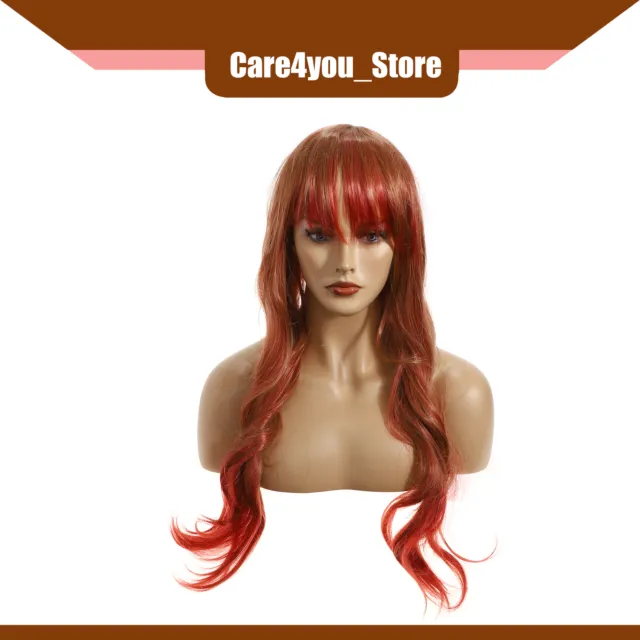 Item of 1 Hair Wigs for Women 26" Orange Gradient Red Curly Wig with Wig Cap