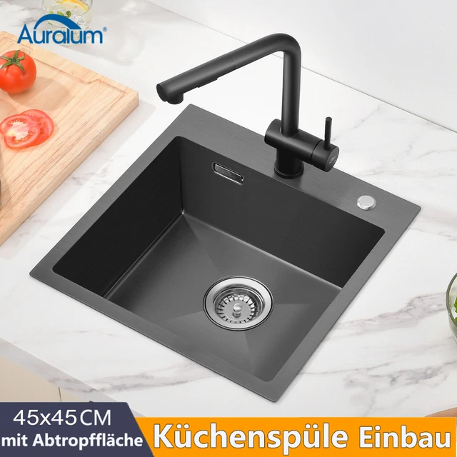 Lavabo Doppio In Acciaio Inox 304 - 2 Vasche Con Scarico - Nero - Per Cucina - Foto 6