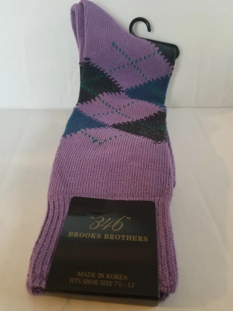 346 chaussettes à carreaux violets pour hommes Brooks Brothers flambant neuves avec étiquettes 6 paires en paquet. 2