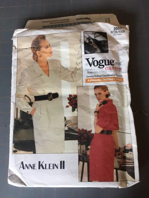Vogue Career Anne Klein II Wrap Dress Sewing Pattern #2057, Sizes18-20-22 Uncut