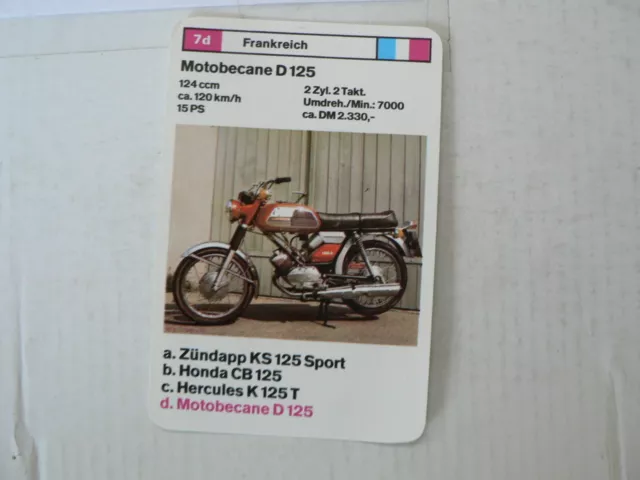 70-Motorrader 7D Motobecane D125 124 Cc   Quartett Card