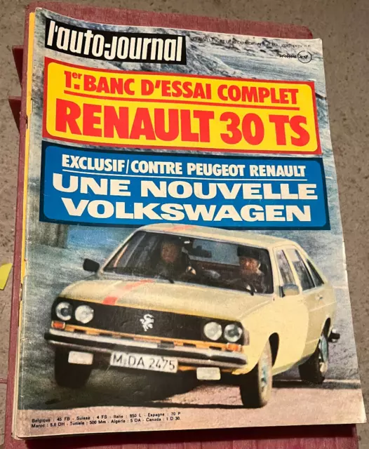 L'auto Journal N°8 (1 Mai 1975) Renault 30 Ts / Vw Golf 1100 L / Volkswagen /