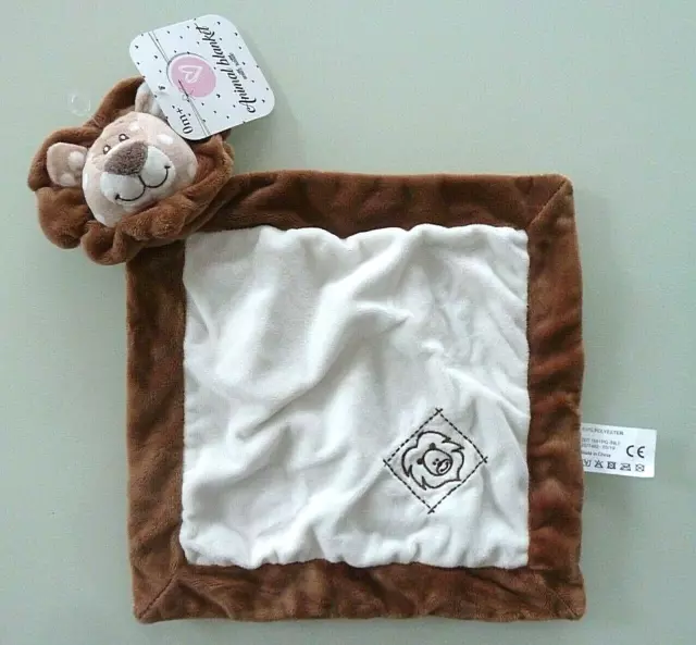 *. Doudou Plat Zdt Lion Marron Beige Taupe Blanc Pois Carre Grelot Action  Neuf