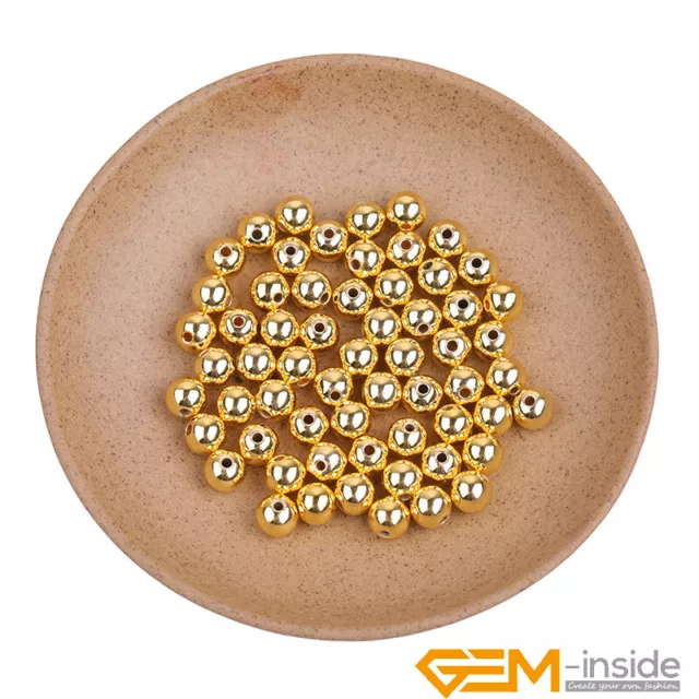 14K 18K Yellow Gold Filled Round Spacer Loose Jewelry Making Beads 100pcs UK