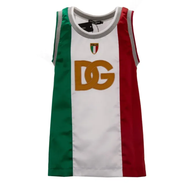 DOLCE & GABBANA DG Logo Italy Flag Tank Top T-shirt Green White Red 13431