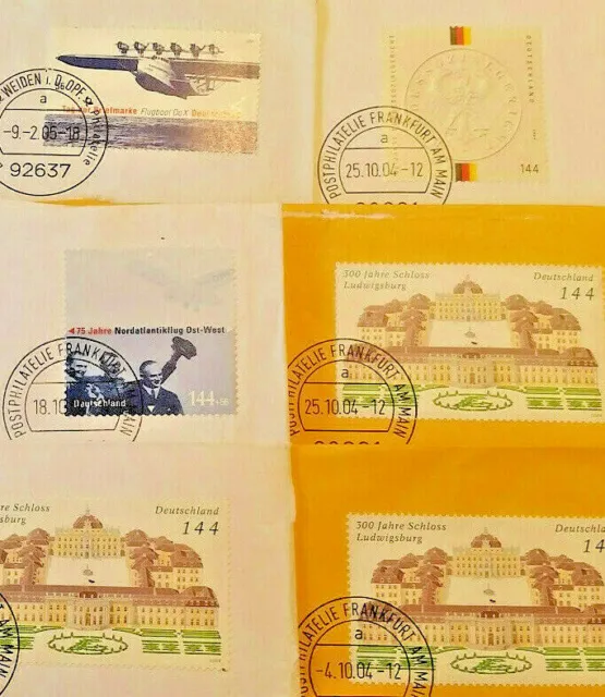 Konvolut 6 verschiedene Briefmarken, gestempelt 2004/2005, gelaufen, teilw. rar