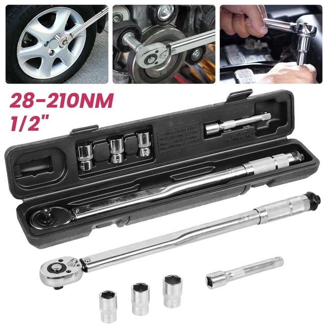 Ratcheting Torque Wrench 1/2 1/4 Square Socket Drive Extension Adjust