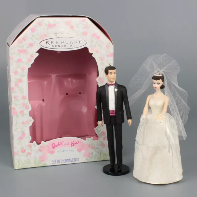 Hallmark Barbie and Ken Ornament Set WEDDING DAY 1997 Vintage Series Brunette PT