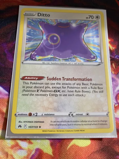  Pokemon - Ditto 107/159 - Crown Zenith - Holo Rare Card : Toys  & Games