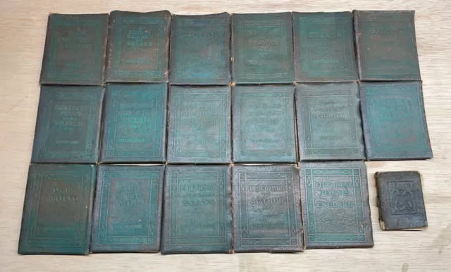 Vintage LITTLE LEATHER LIBRARY Lot of 18 Volumes Mini Books 1920s Green