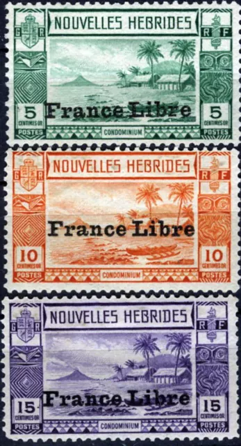 New Hebrides 1941 Beach Scene French Libre MNH (SC# 67-69)