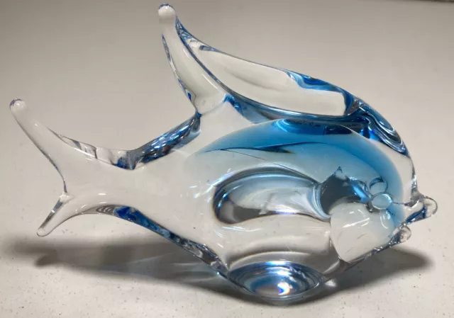 Marcolin Signed Sweden Art Glass Tropical Fish Paperweight Figurine