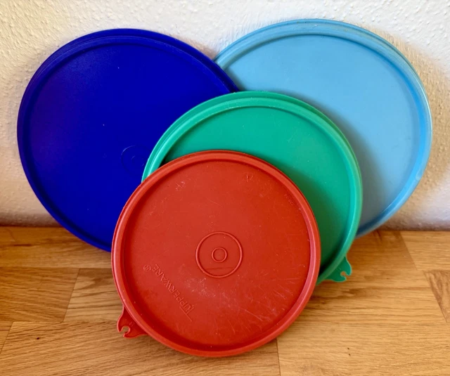 Tupperware Dose Rund 4 ST. DECKEL rund TUPPERWARE f. Dose v. Tupper Aufbewahrung entlüfteter ...