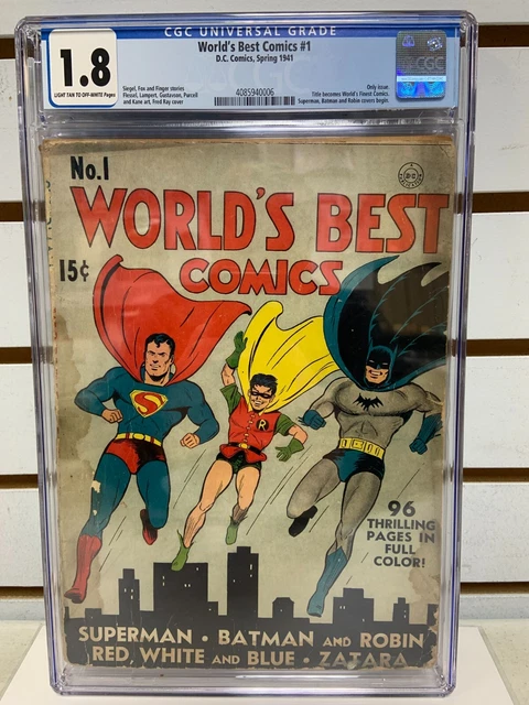 World's Best Comics 1 CGC 1.8 Batman Superman Robin 1941 Key Golden Age