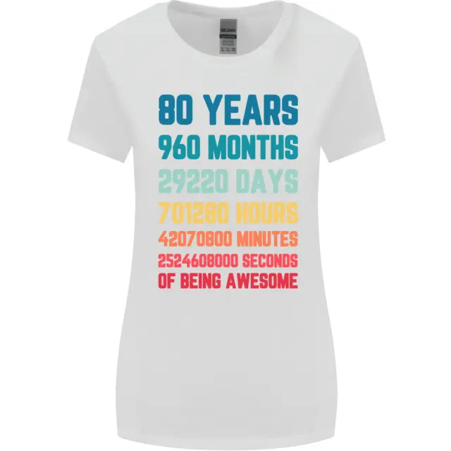 80th Compleanno 80 Anno Vecchio Donna più Ampia Taglio T-Shirt
