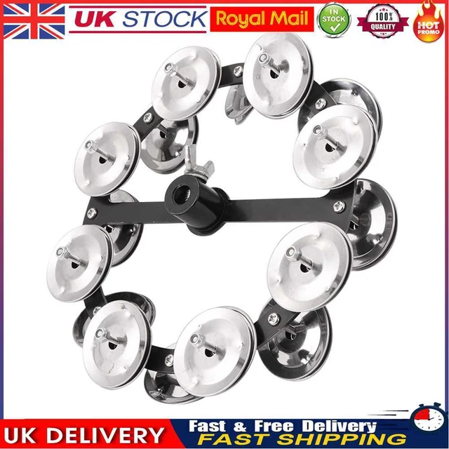Drum Cymbals Hi Hat Tambourine Bells with Row Jingles Percussion Instrument
