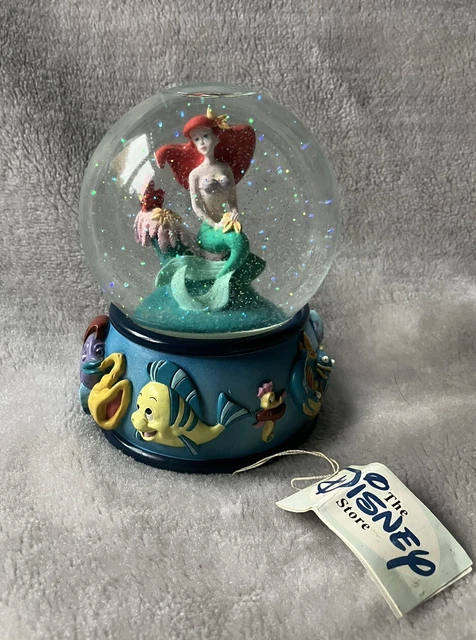 Globo di neve musicale vintage Disney Sirenetta Ariel parte del tuo mondo glitter musicale