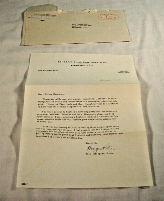 Mrs. Margaret Price, Democratic National Committee Vice-Chair Signed Letter 1966
