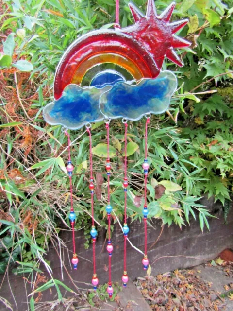 Hand Made Stained Resin Rainbow Suncatcher Sun Catcher Window Wind Chime Mobile