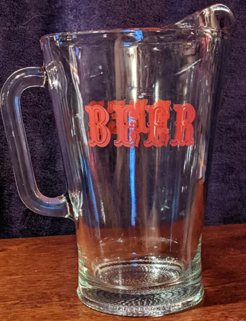 Beer Pitcher Vintage Collectible Glass Barware  Gifts for Him