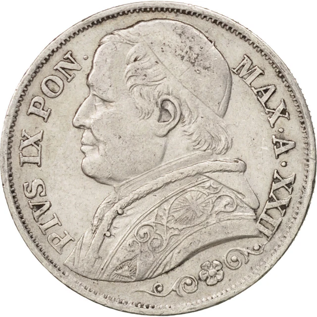 [#501008] Coin, ITALIAN STATES, PAPAL STATES, Pius IX, 2 Lire, 1867, Rome, AU