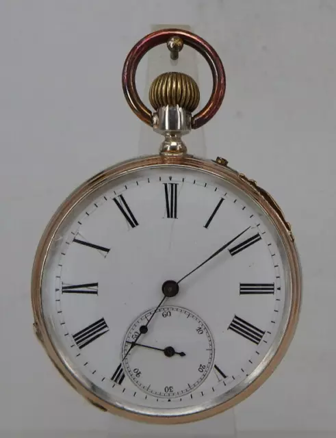 Offene Herrentaschenuhr interessanter Werksaufbau Silber um 1890 (95038)