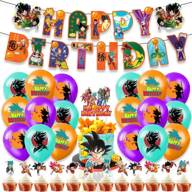 Anime Dragon Ball Z Kids Birthday Party Supplies Set Banner Balloons Cake Topper