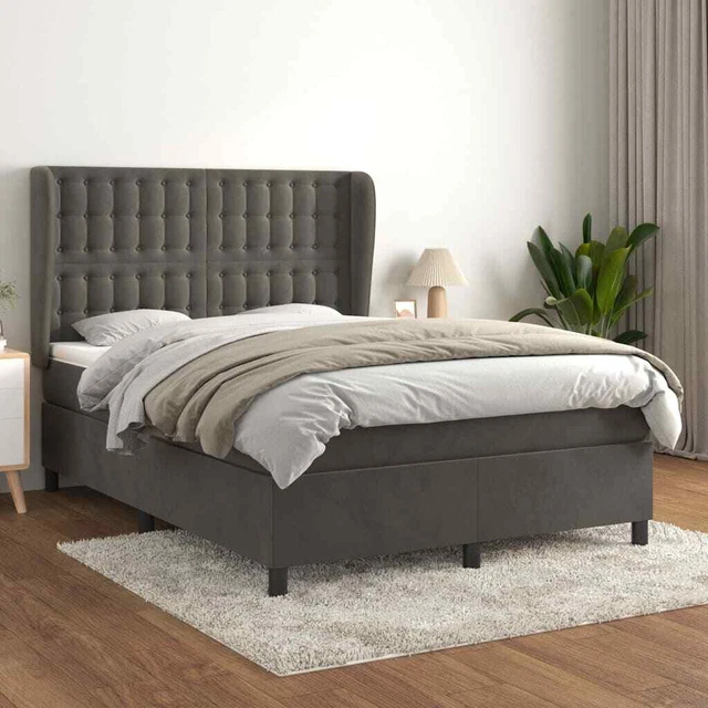 Lit à sommier tapissier avec matelas en tissu couleur crème 180x200 cm