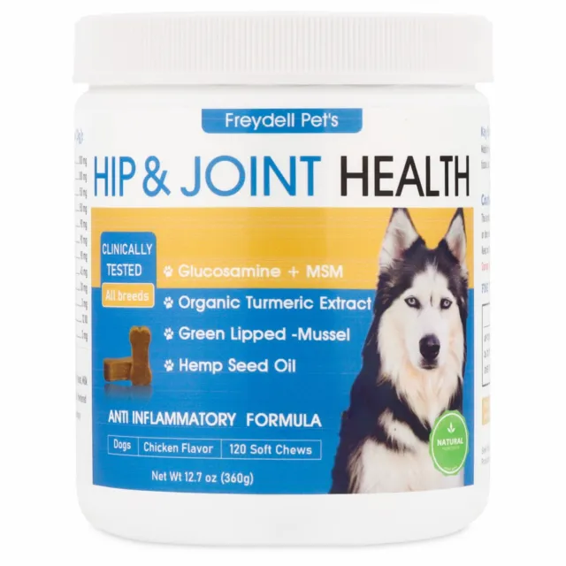 Dog Hip and Joint Chews for All Breeds, Glucosamine, Organic Hemp Seed Oil