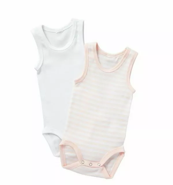 Bonds Baby SingleSuit Singlet Vest 2 Pack White Peach Stripes 000