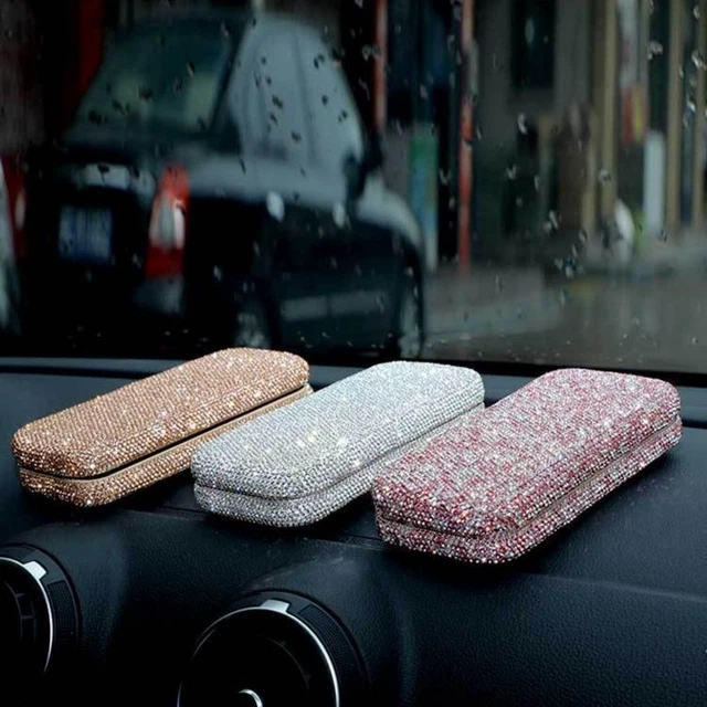 LARGE CRYSTAL RHINESTONE Hard Shell Eyeglass Case Car Glasses Case