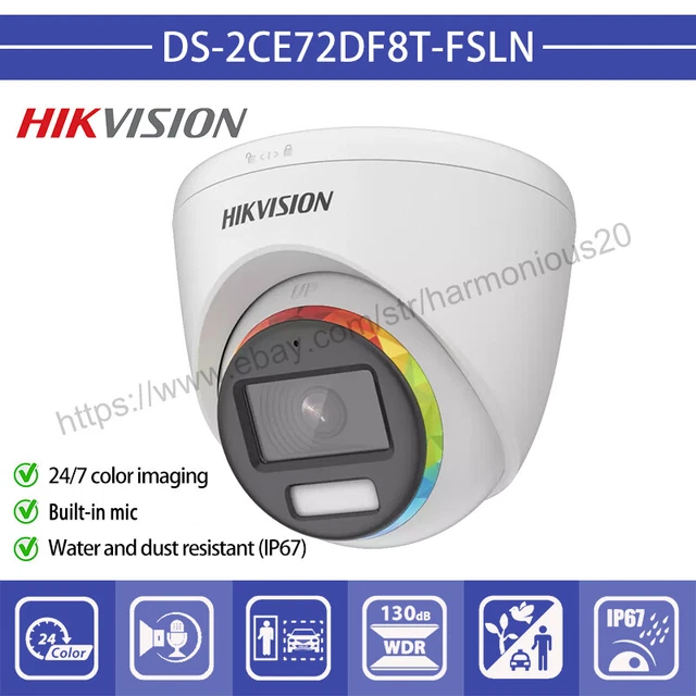Hikvision ColorVu 2MP Built-in Mic CCTV HD TVI Turret Camera DS-2CE72DF8T-FSLN